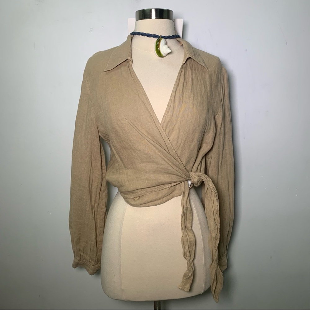 ZARA NWT 100% Linen tight front wrap top size M ref 2624/500 summer beach boho